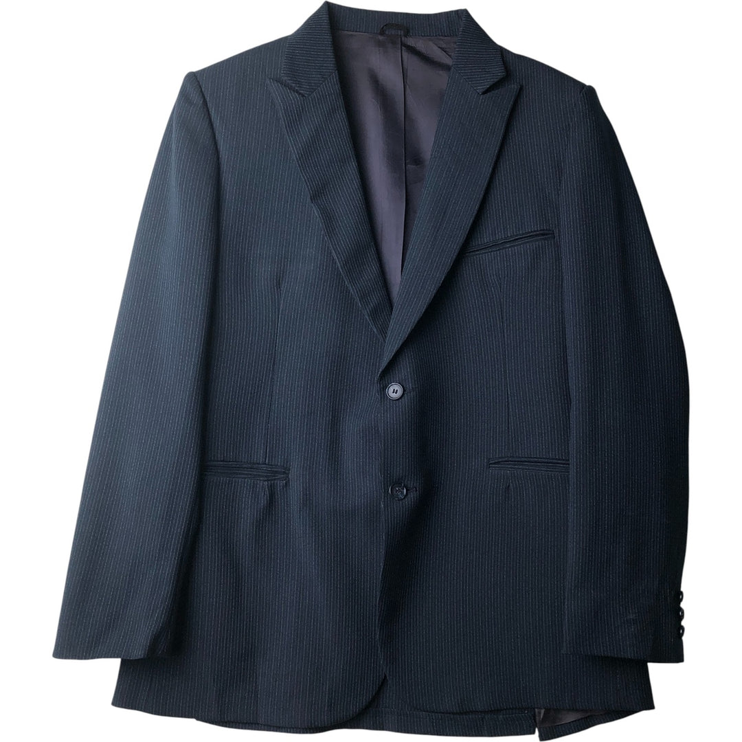 Campus Concept Z Stripe Pattern Peak Lapel Tailored Jacket, Men's Size Medium unclear navy blue type Vintage Second Hand