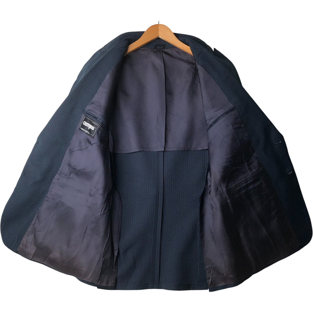 Campus Concept Z Stripe Pattern Peak Lapel Tailored Jacket, Men's Size Medium unclear navy blue type Vintage Second Hand