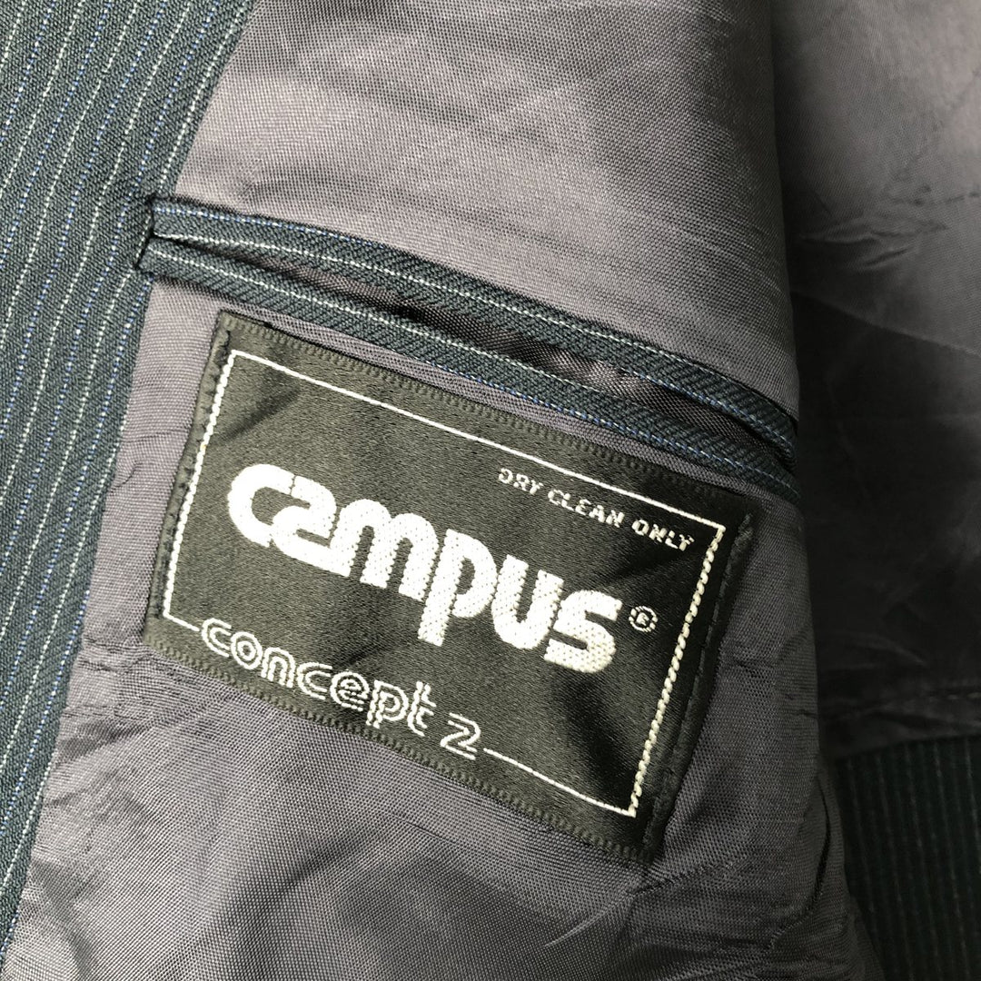 Campus Concept Z Stripe Pattern Peak Lapel Tailored Jacket, Men's Size Medium unclear navy blue type Vintage Second Hand