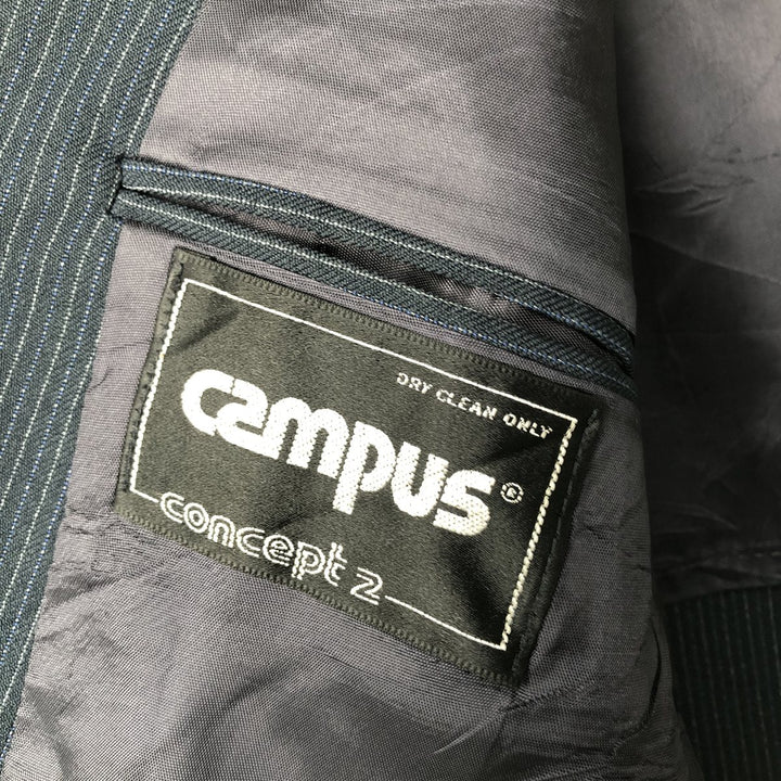 Campus Concept Z Stripe Pattern Peak Lapel Tailored Jacket, Men's Size Medium unclear navy blue type Vintage Second Hand