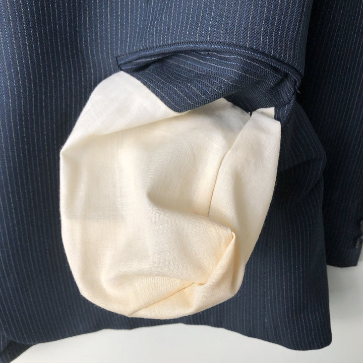 Campus Concept Z Stripe Pattern Peak Lapel Tailored Jacket, Men's Size Medium unclear navy blue type Vintage Second Hand