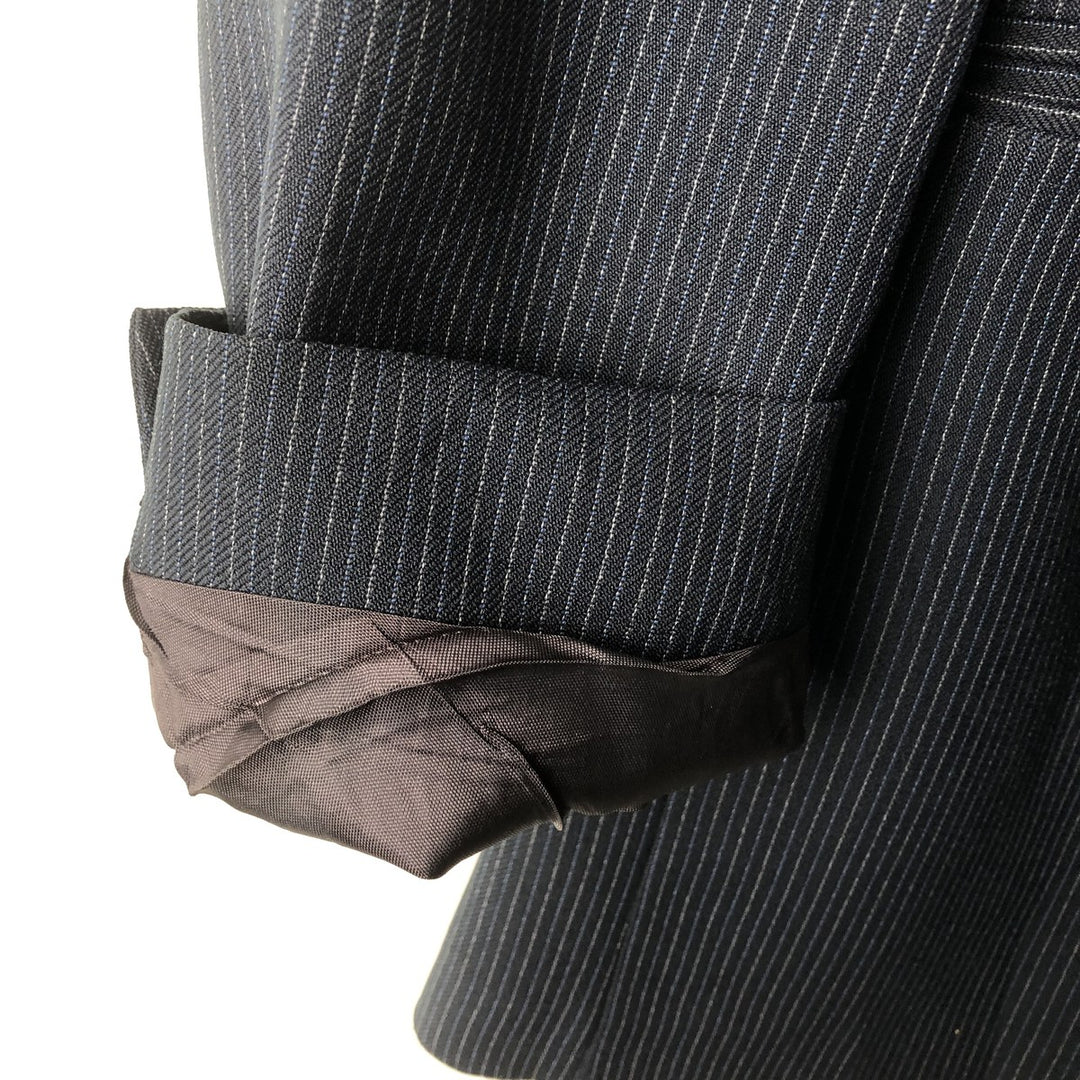 Campus Concept Z Stripe Pattern Peak Lapel Tailored Jacket, Men's Size Medium unclear navy blue type Vintage Second Hand