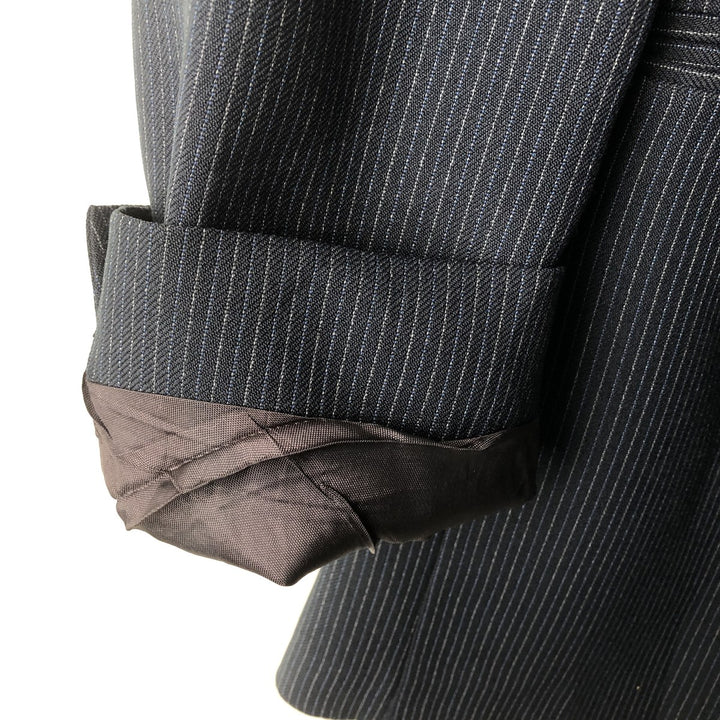 Campus Concept Z Stripe Pattern Peak Lapel Tailored Jacket, Men's Size Medium unclear navy blue type Vintage Second Hand