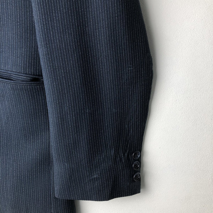 Campus Concept Z Stripe Pattern Peak Lapel Tailored Jacket, Men's Size Medium unclear navy blue type Vintage Second Hand