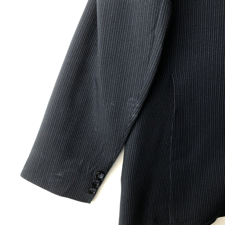Campus Concept Z Stripe Pattern Peak Lapel Tailored Jacket, Men's Size Medium unclear navy blue type Vintage Second Hand