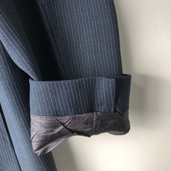 Campus Concept Z Stripe Pattern Peak Lapel Tailored Jacket, Men's Size Medium unclear navy blue type Vintage Second Hand
