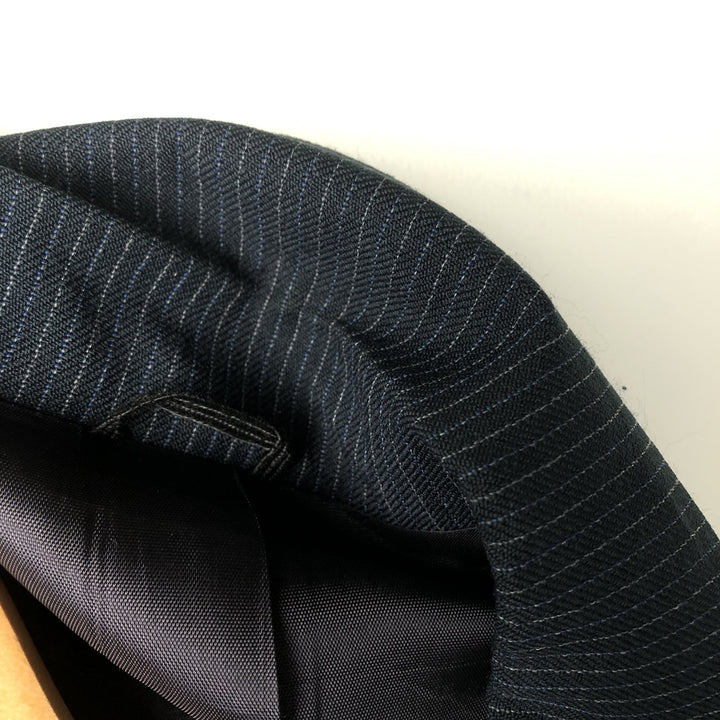Campus Concept Z Stripe Pattern Peak Lapel Tailored Jacket, Men's Size Medium unclear navy blue type Vintage Second Hand