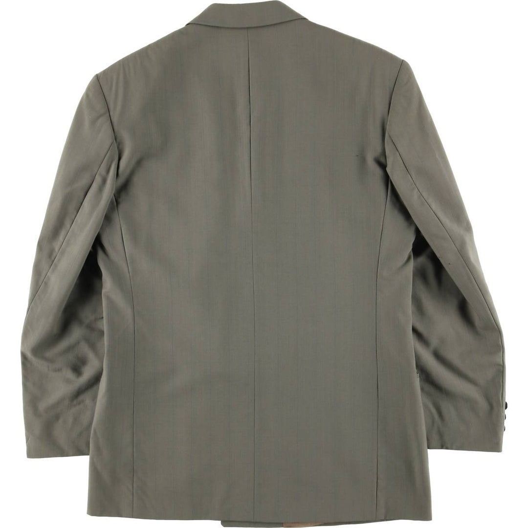 Lorenzo Latini Stripe Pattern Peaked Lapel Double-Breasted Tailored Jacket, Made in Canada, Men's Size M (approx.) unclear Khaki type Vintage Second Hand