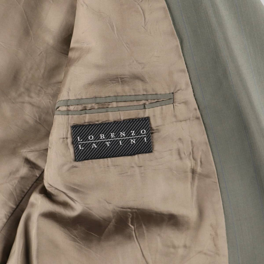 Lorenzo Latini Stripe Pattern Peaked Lapel Double-Breasted Tailored Jacket, Made in Canada, Men's Size M (approx.) unclear Khaki type Vintage Second Hand
