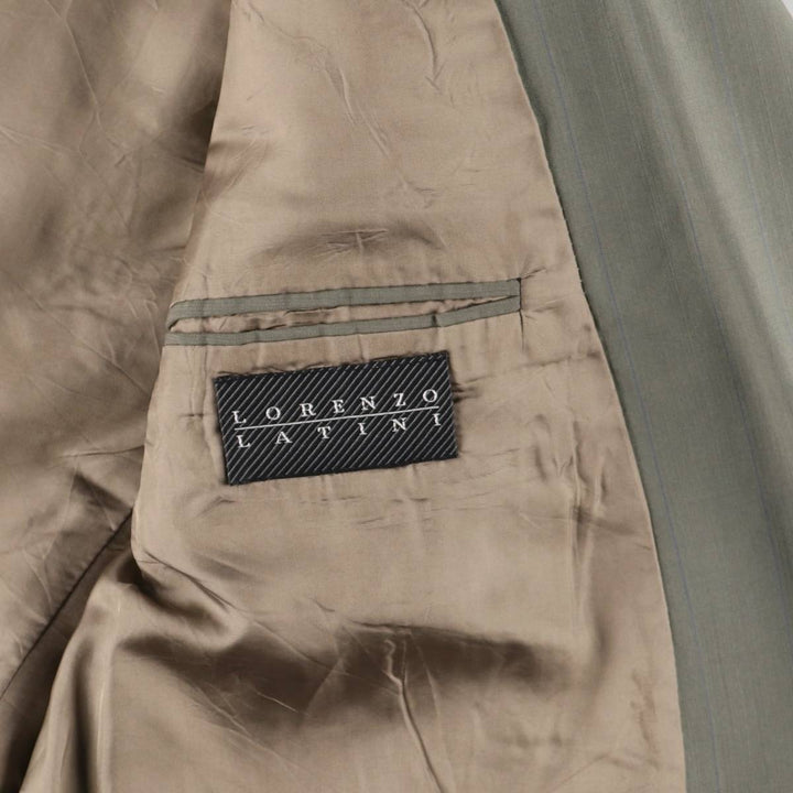 Lorenzo Latini Stripe Pattern Peaked Lapel Double-Breasted Tailored Jacket, Made in Canada, Men's Size M (approx.) unclear Khaki type Vintage Second Hand