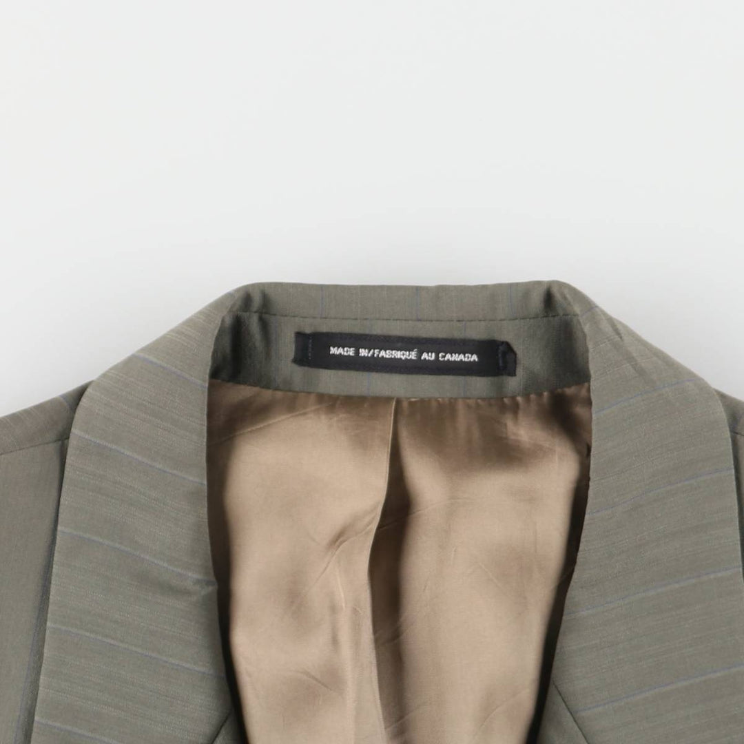 Lorenzo Latini Stripe Pattern Peaked Lapel Double-Breasted Tailored Jacket, Made in Canada, Men's Size M (approx.) unclear Khaki type Vintage Second Hand