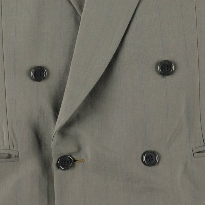 Lorenzo Latini Stripe Pattern Peaked Lapel Double-Breasted Tailored Jacket, Made in Canada, Men's Size M (approx.) unclear Khaki type Vintage Second Hand