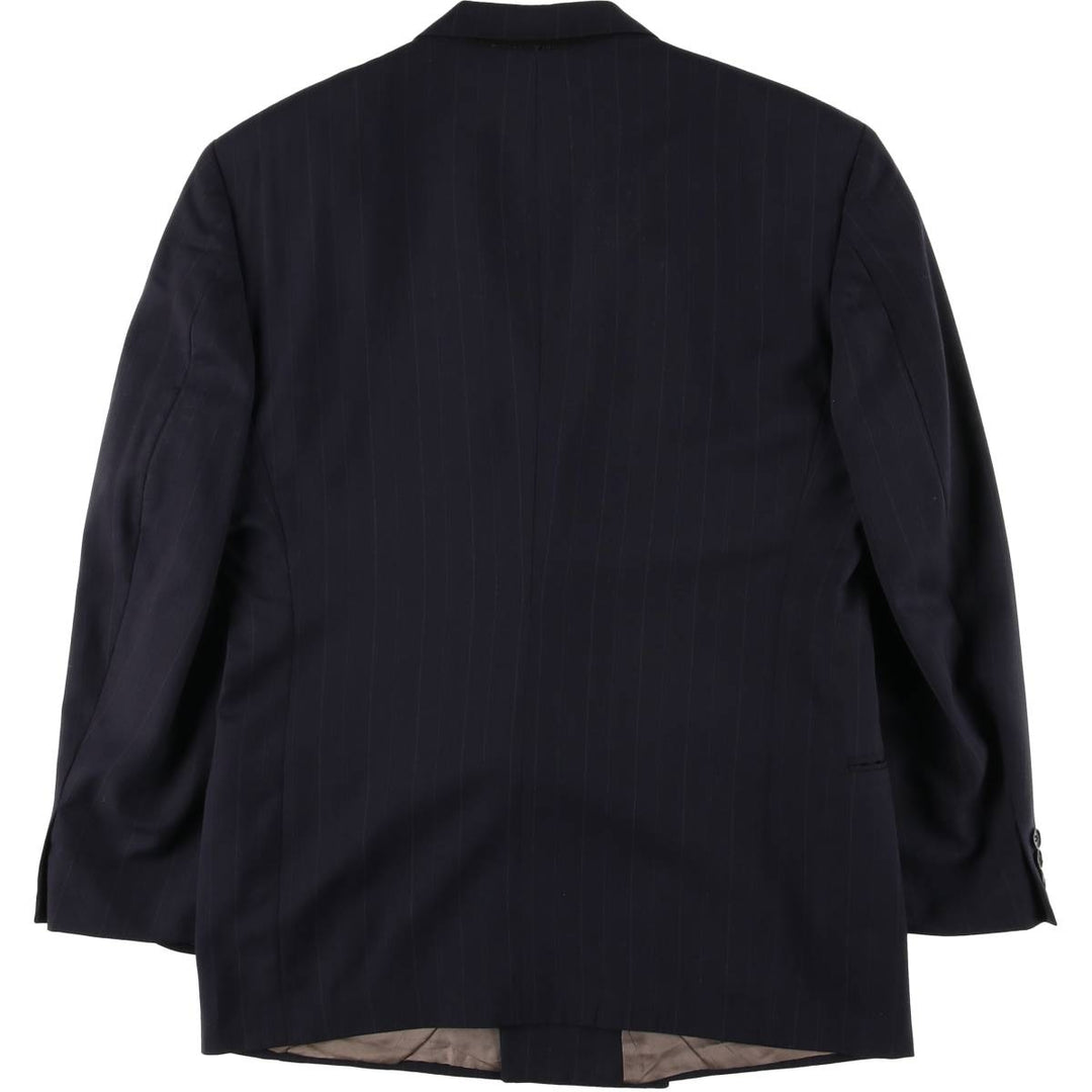 Pierre Cardin Striped Pattern Peak Lapel Double-Breasted Wool Tailored Jacket, Men's Size Small wool navy blue type Vintage Second Hand