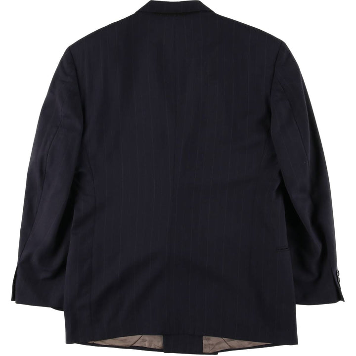 Pierre Cardin Striped Pattern Peak Lapel Double-Breasted Wool Tailored Jacket, Men's Size Small wool navy blue type Vintage Second Hand