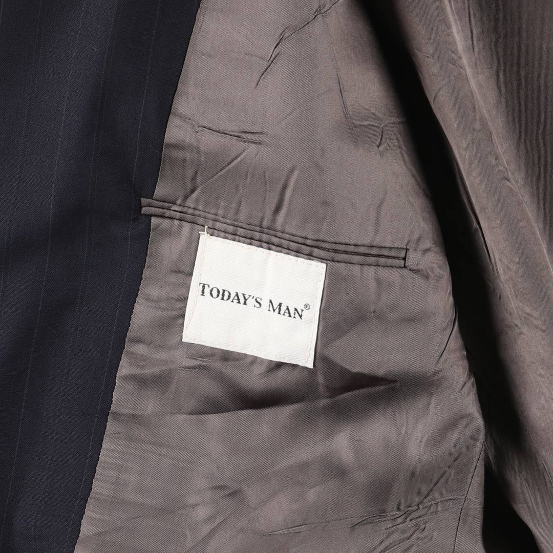 Pierre Cardin Striped Pattern Peak Lapel Double-Breasted Wool Tailored Jacket, Men's Size Small wool navy blue type Vintage Second Hand