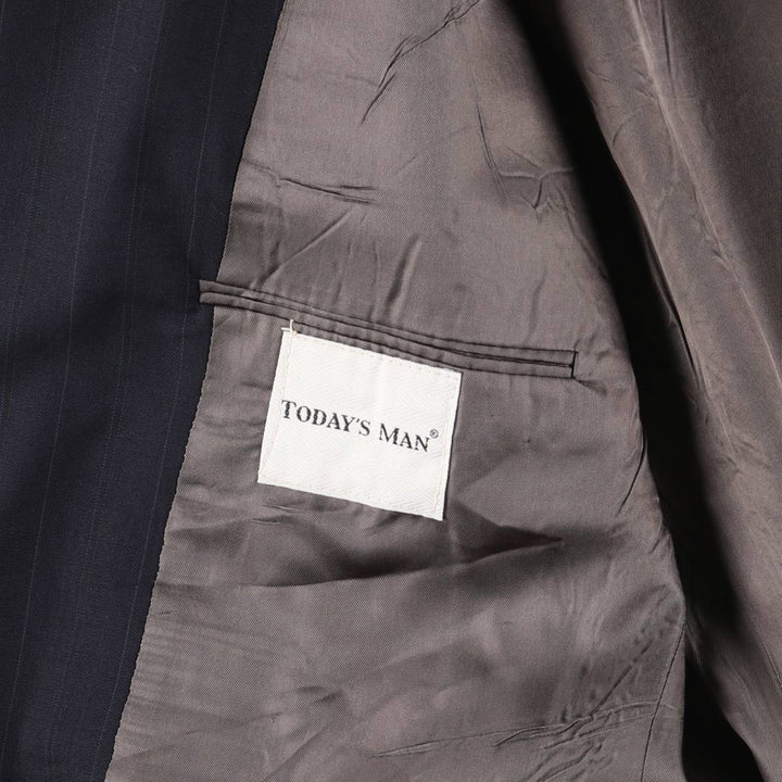Pierre Cardin Striped Pattern Peak Lapel Double-Breasted Wool Tailored Jacket, Men's Size Small wool navy blue type Vintage Second Hand
