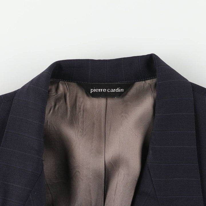 Pierre Cardin Striped Pattern Peak Lapel Double-Breasted Wool Tailored Jacket, Men's Size Small wool navy blue type Vintage Second Hand