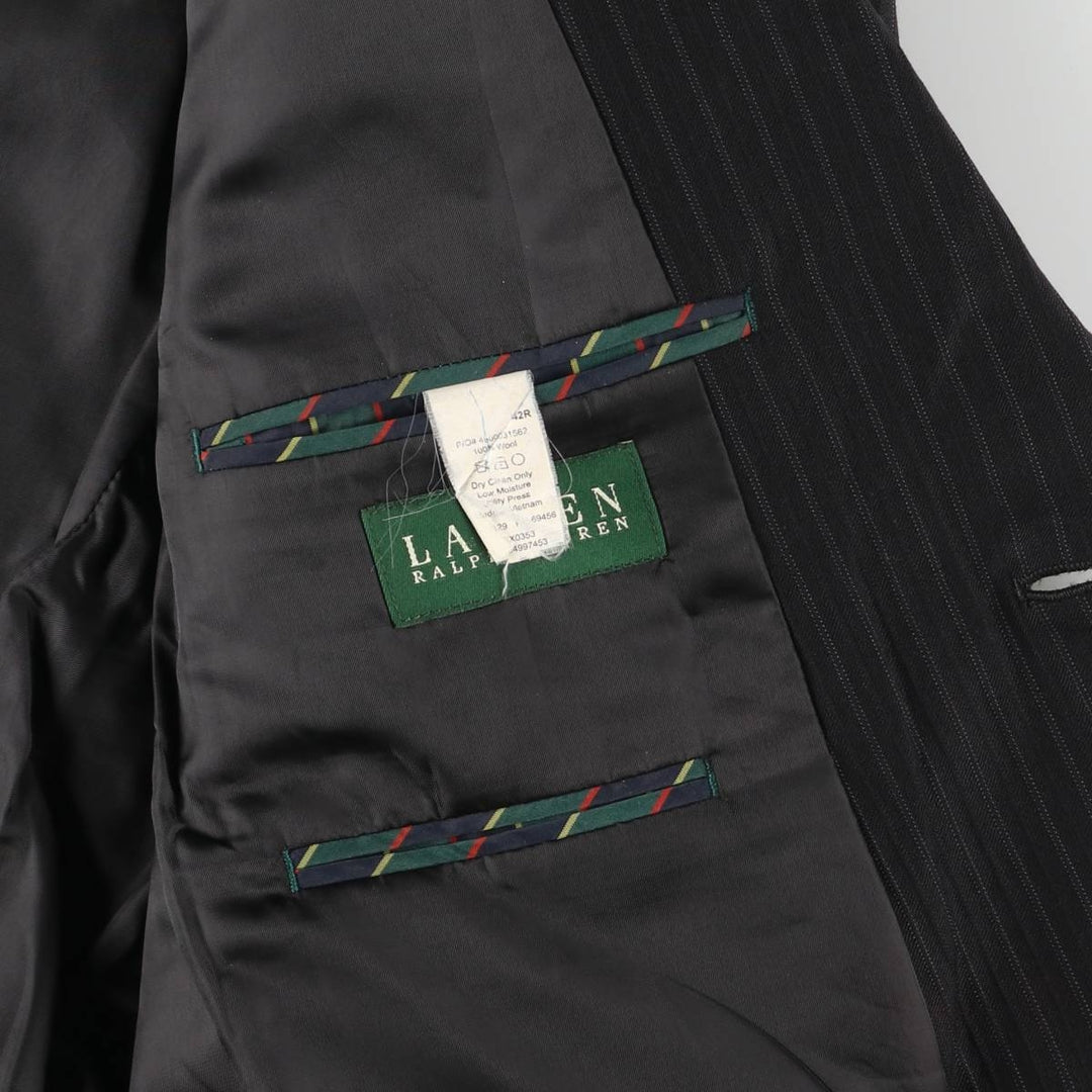 Ralph Lauren Lauren Striped Wool Tailored Jacket, Men's Size M wool black type Vintage Second Hand