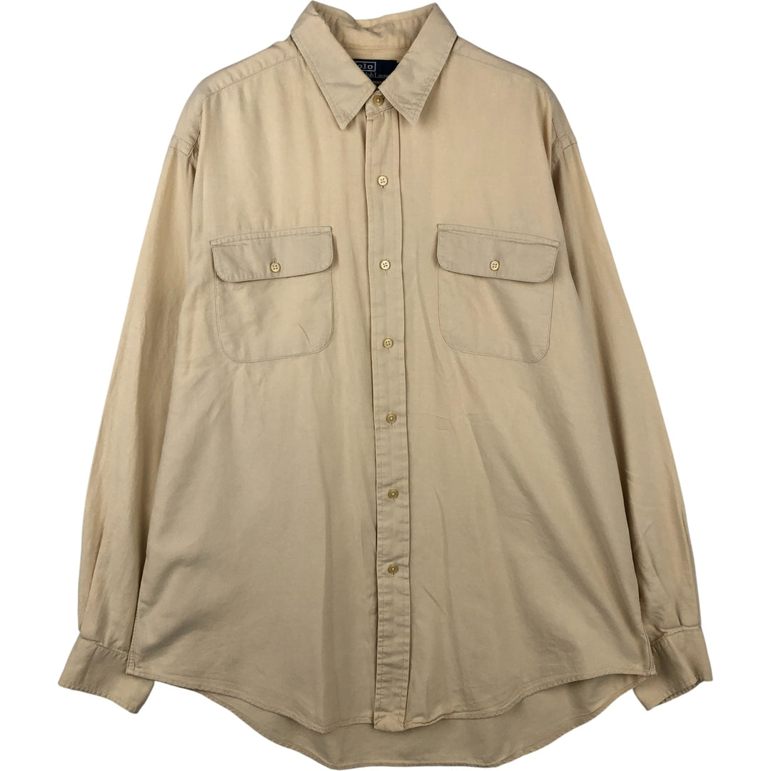 Ralph Lauren POLO by Ralph Lauren HALPERN cashmere-blend long-sleeved cotton shirt, men's size L cotton ocher yellow type Vintage Second Hand