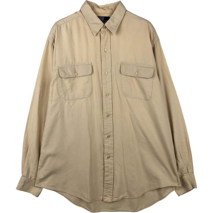 Ralph Lauren POLO by Ralph Lauren HALPERN cashmere-blend long-sleeved cotton shirt, men's size L cotton ocher yellow type Vintage Second Hand