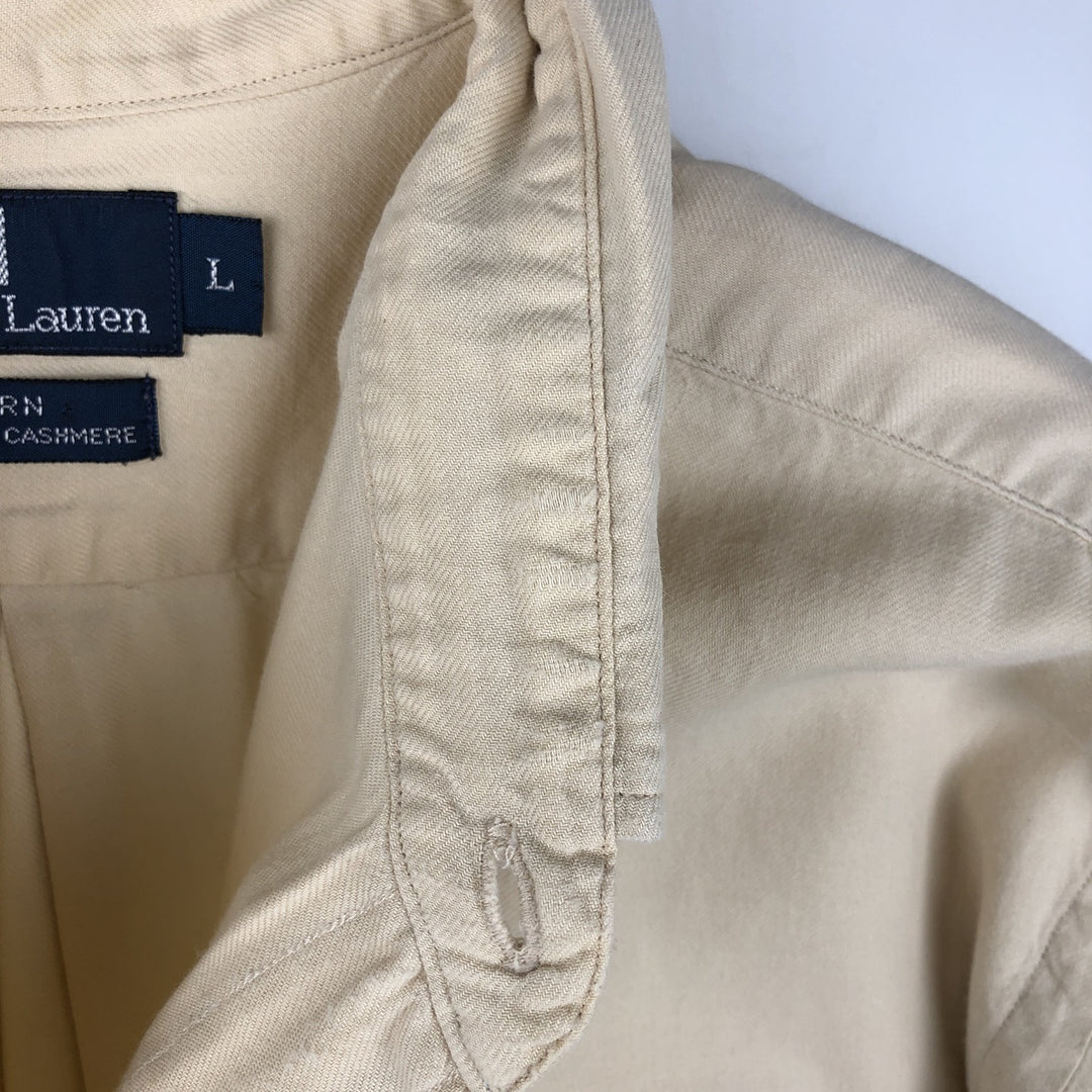 Ralph Lauren POLO by Ralph Lauren HALPERN cashmere-blend long-sleeved cotton shirt, men's size L cotton ocher yellow type Vintage Second Hand