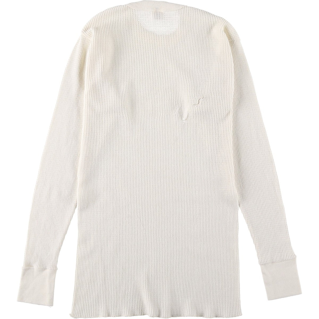 Vintage 1980'S Hanes Thermal Long T-shirt, waffle, made in the USA, size L, men's cotton pale white type Vintage Second Hand