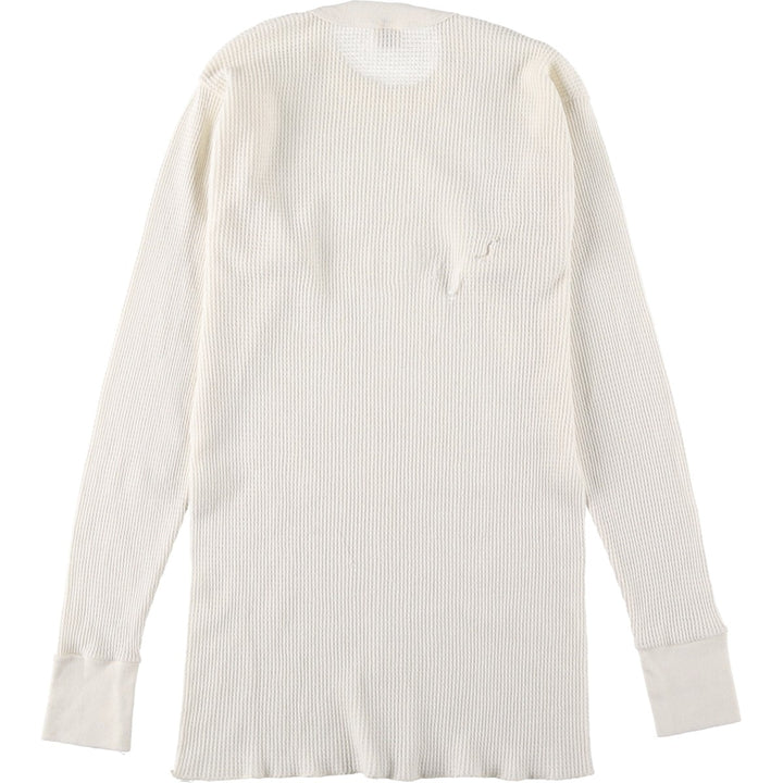 Vintage 1980'S Hanes Thermal Long T-shirt, waffle, made in the USA, size L, men's cotton pale white type Vintage Second Hand
