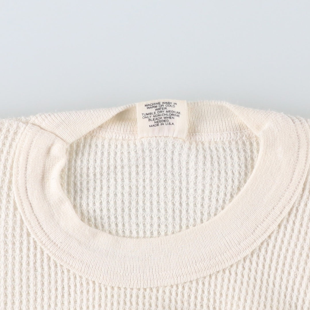 Vintage 1980'S Hanes Thermal Long T-shirt, waffle, made in the USA, size L, men's cotton pale white type Vintage Second Hand
