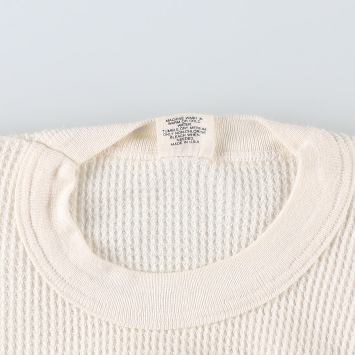 Vintage 1980'S Hanes Thermal Long T-shirt, waffle, made in the USA, size L, men's cotton pale white type Vintage Second Hand