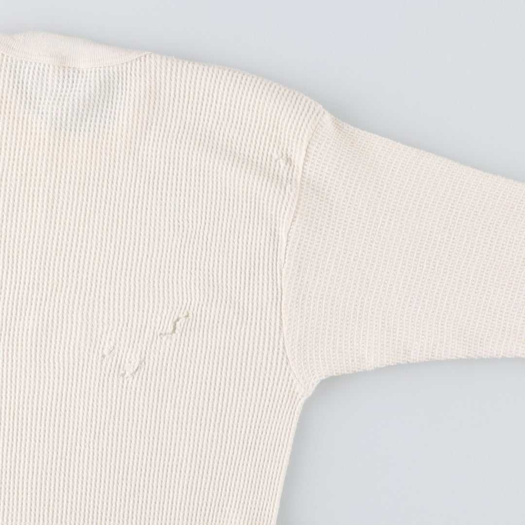 Vintage 1980'S Hanes Thermal Long T-shirt, waffle, made in the USA, size L, men's cotton pale white type Vintage Second Hand