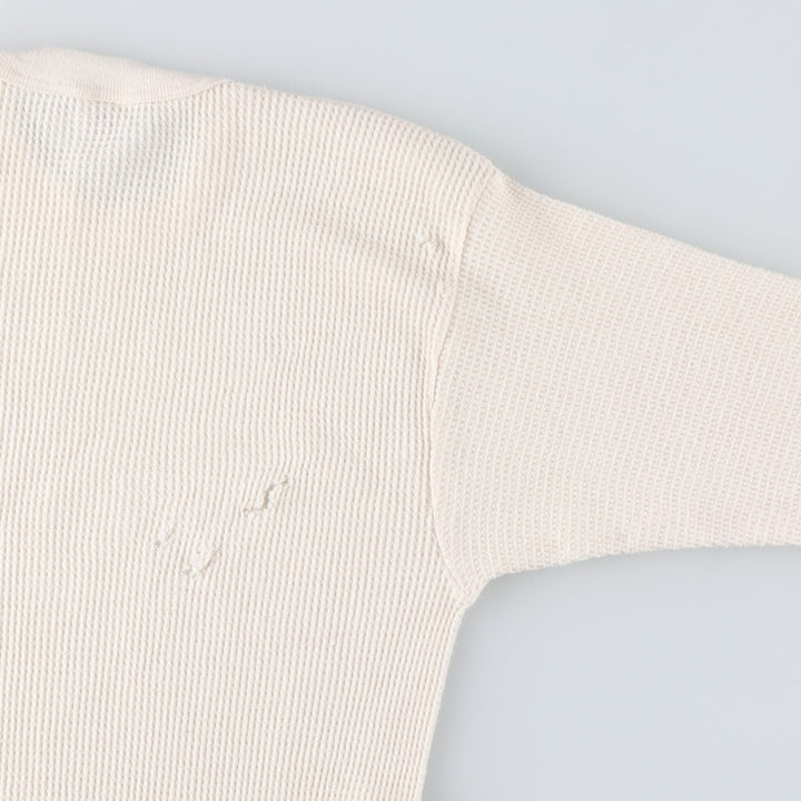 Vintage 1980'S Hanes Thermal Long T-shirt, waffle, made in the USA, size L, men's cotton pale white type Vintage Second Hand