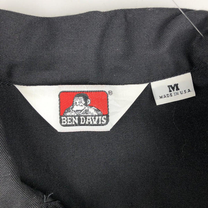 90'S Ben Davis half-zip short-sleeve work shirt, boxy, made in the USA, men's size M, vintage cotton black type Vintage Second Hand