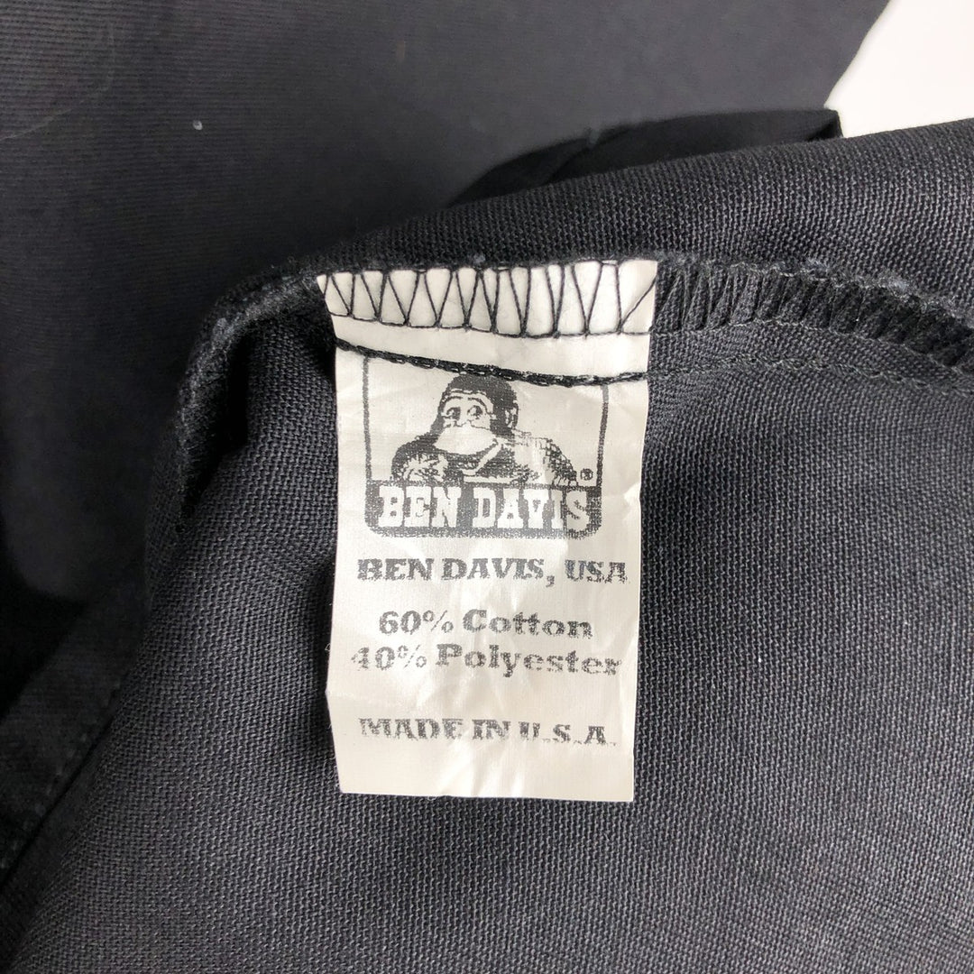90'S Ben Davis half-zip short-sleeve work shirt, boxy, made in the USA, men's size M, vintage cotton black type Vintage Second Hand