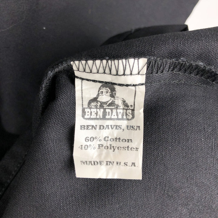 90'S Ben Davis half-zip short-sleeve work shirt, boxy, made in the USA, men's size M, vintage cotton black type Vintage Second Hand