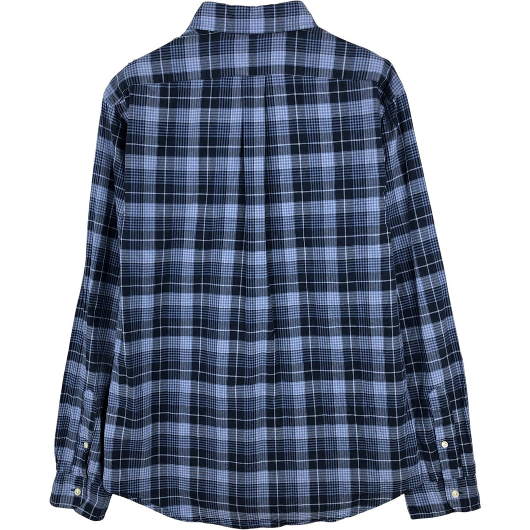 Ralph Lauren Slim Fit Long Sleeve Button-Down Check Shirt, Men's Size L cotton navy blue type Vintage Second Hand