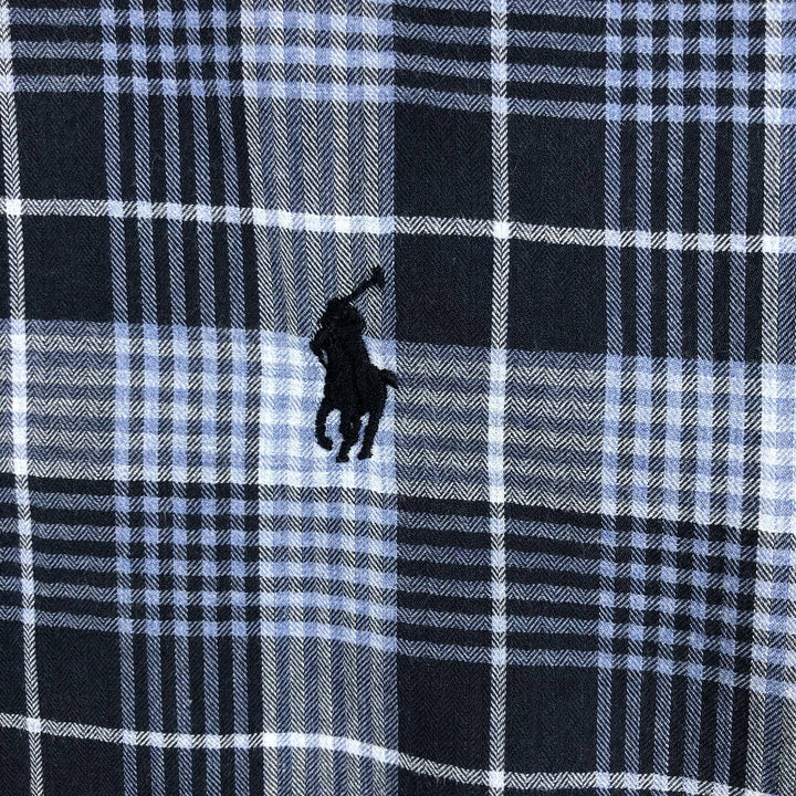 Ralph Lauren Slim Fit Long Sleeve Button-Down Check Shirt, Men's Size L cotton navy blue type Vintage Second Hand
