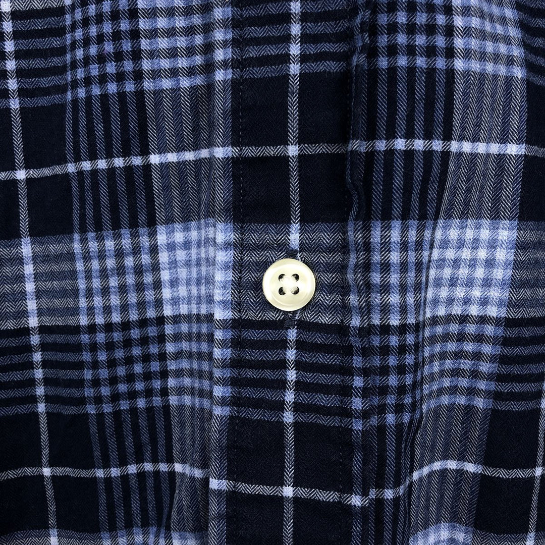 Ralph Lauren Slim Fit Long Sleeve Button-Down Check Shirt, Men's Size L cotton navy blue type Vintage Second Hand