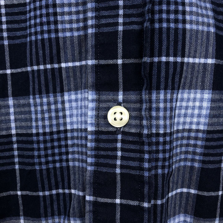 Ralph Lauren Slim Fit Long Sleeve Button-Down Check Shirt, Men's Size L cotton navy blue type Vintage Second Hand