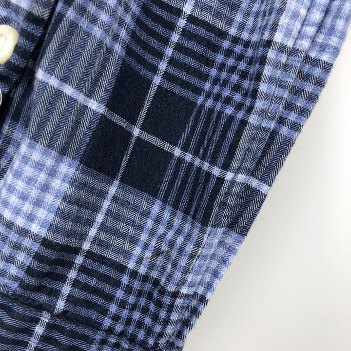 Ralph Lauren Slim Fit Long Sleeve Button-Down Check Shirt, Men's Size L cotton navy blue type Vintage Second Hand