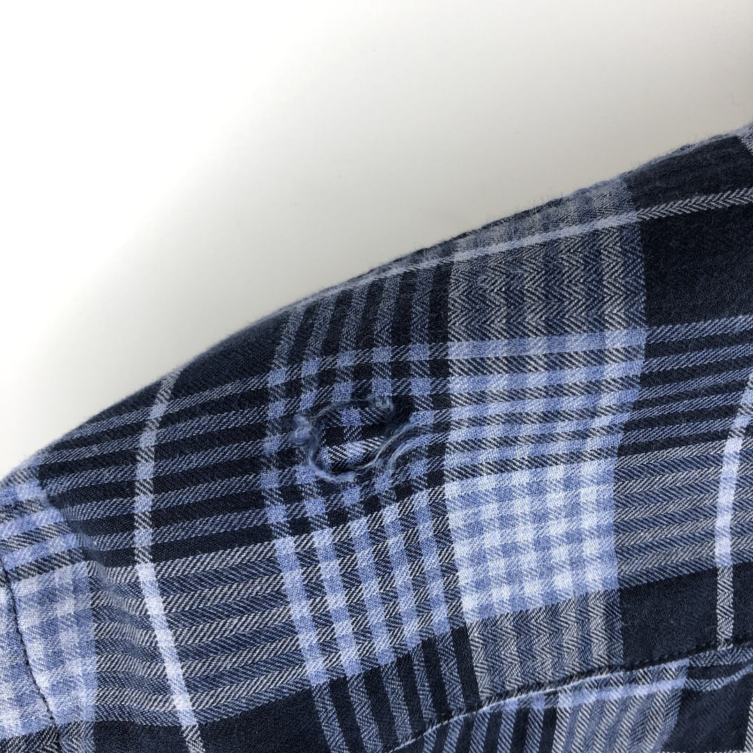 Ralph Lauren Slim Fit Long Sleeve Button-Down Check Shirt, Men's Size L cotton navy blue type Vintage Second Hand