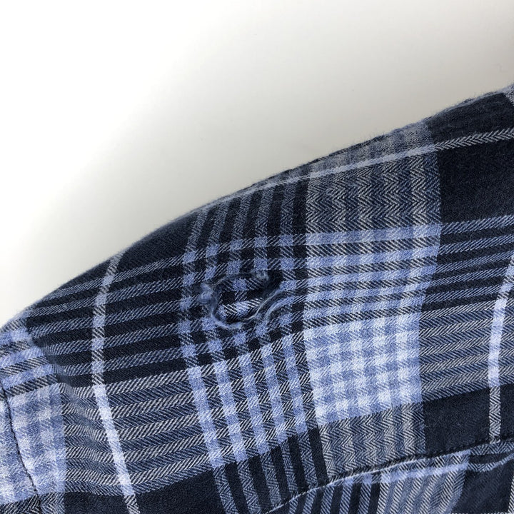 Ralph Lauren Slim Fit Long Sleeve Button-Down Check Shirt, Men's Size L cotton navy blue type Vintage Second Hand