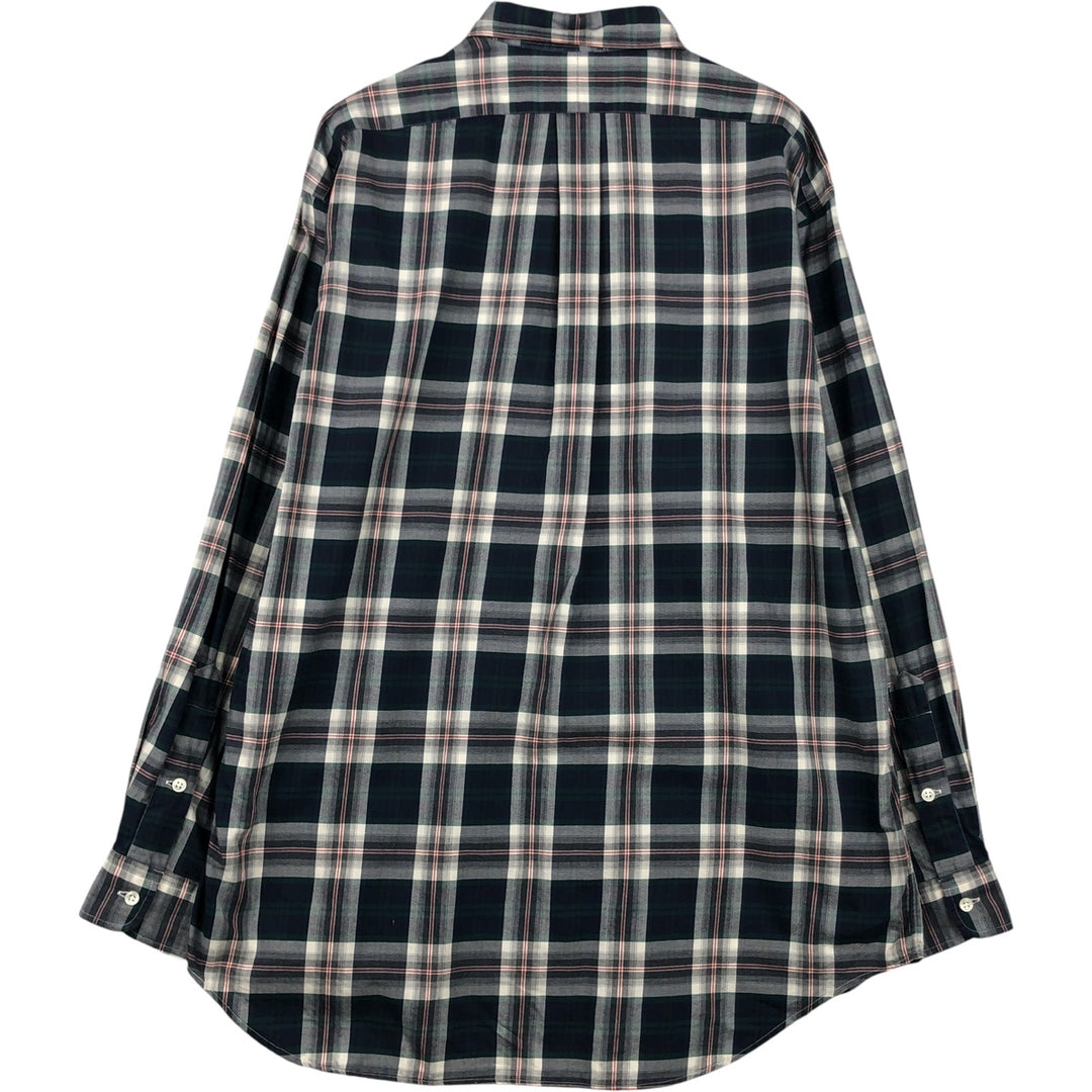 Ralph Lauren BLAKE long sleeve button down check shirt, men's size L cotton navy blue type Vintage Second Hand