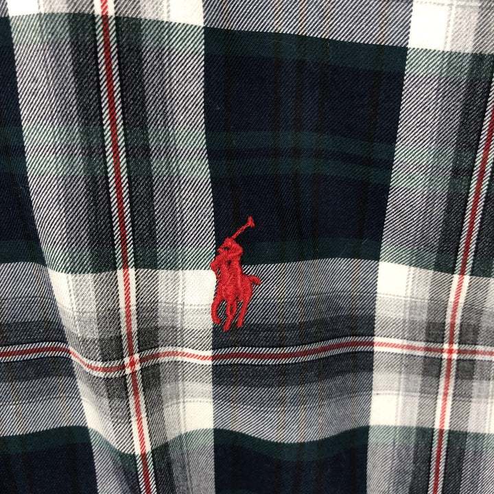 Ralph Lauren BLAKE long sleeve button down check shirt, men's size L cotton navy blue type Vintage Second Hand