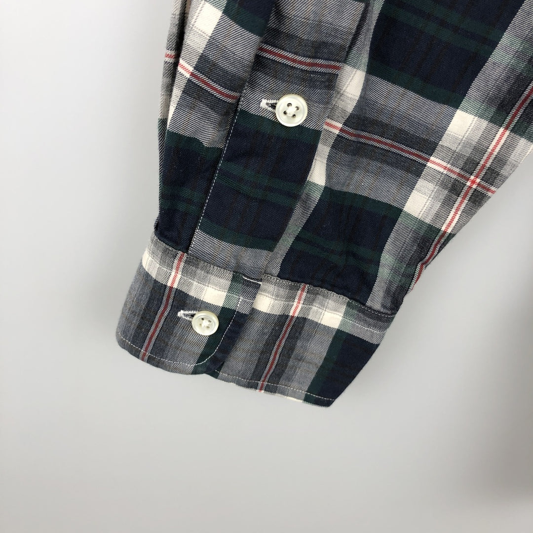 Ralph Lauren BLAKE long sleeve button down check shirt, men's size L cotton navy blue type Vintage Second Hand