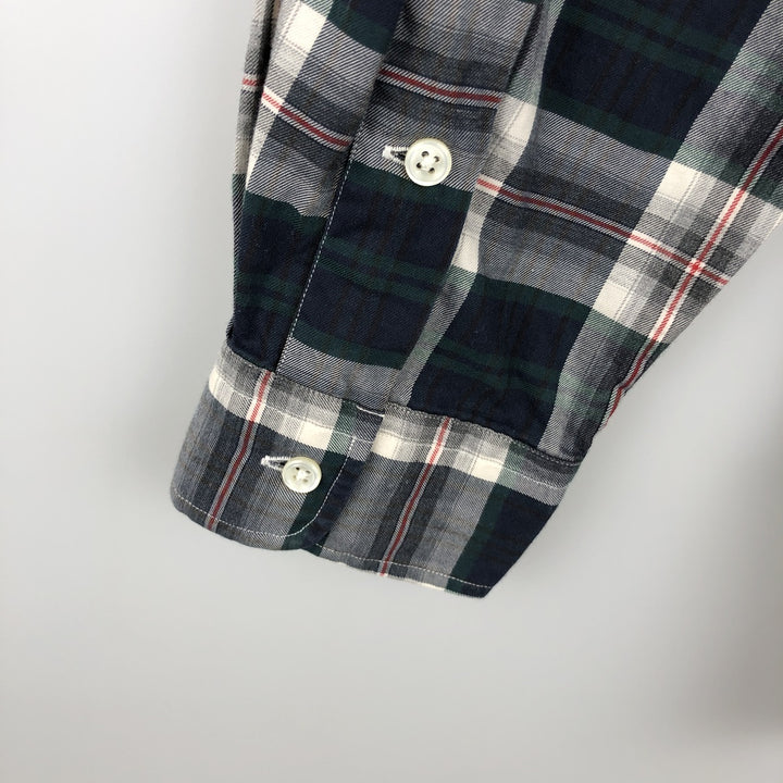 Ralph Lauren BLAKE long sleeve button down check shirt, men's size L cotton navy blue type Vintage Second Hand