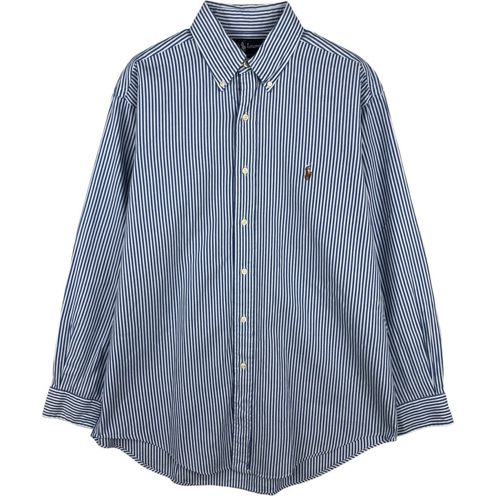 Ralph Lauren YARMOUTH Long Sleeve Button-Down Striped Shirt, Men's M Size cotton white type Vintage Second Hand