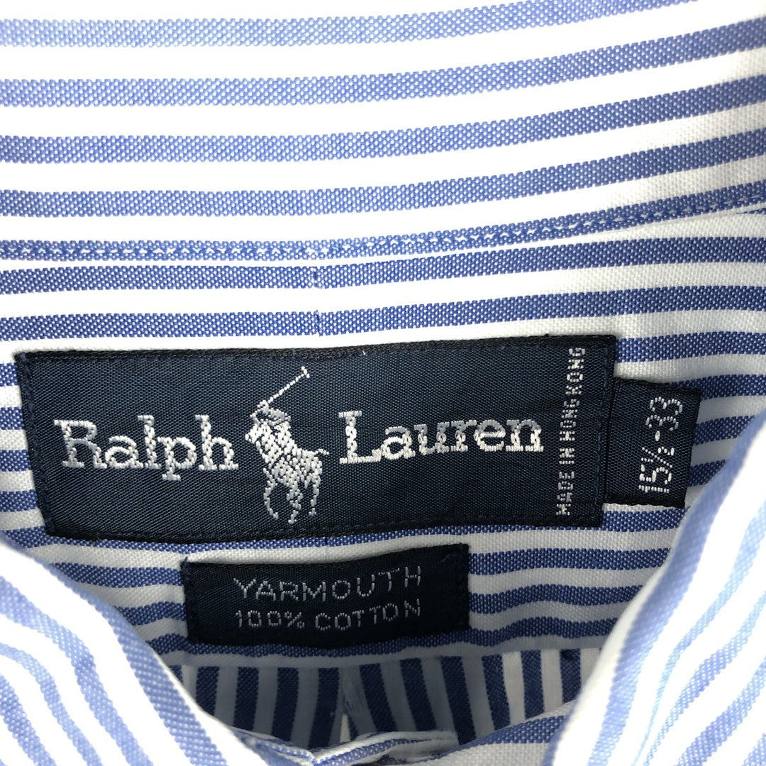 Ralph Lauren YARMOUTH Long Sleeve Button-Down Striped Shirt, Men's M Size cotton white type Vintage Second Hand