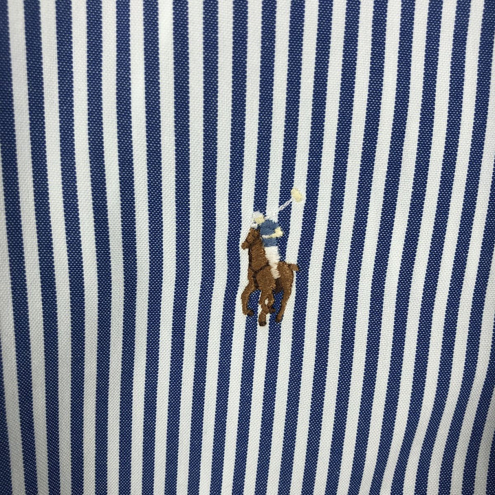 Ralph Lauren YARMOUTH Long Sleeve Button-Down Striped Shirt, Men's M Size cotton white type Vintage Second Hand