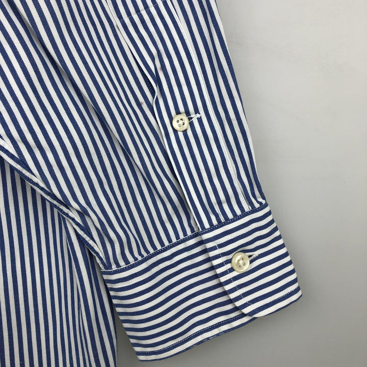 Ralph Lauren YARMOUTH Long Sleeve Button-Down Striped Shirt, Men's M Size cotton white type Vintage Second Hand