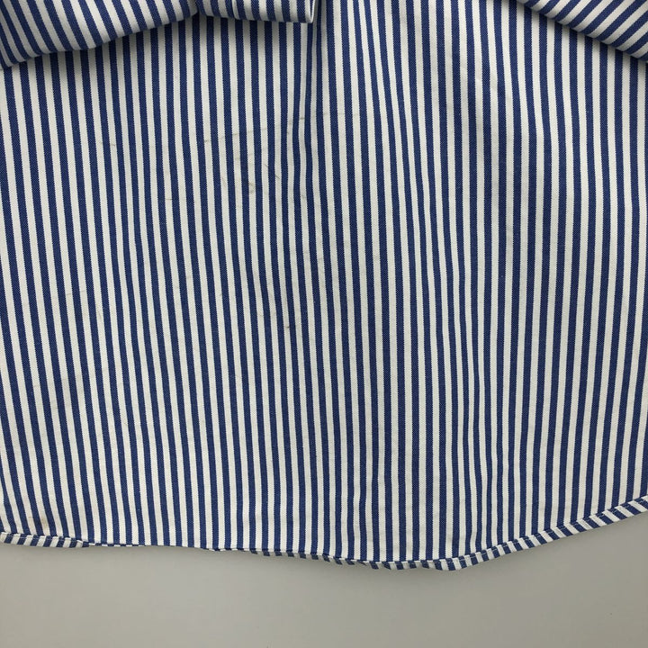 Ralph Lauren YARMOUTH Long Sleeve Button-Down Striped Shirt, Men's M Size cotton white type Vintage Second Hand